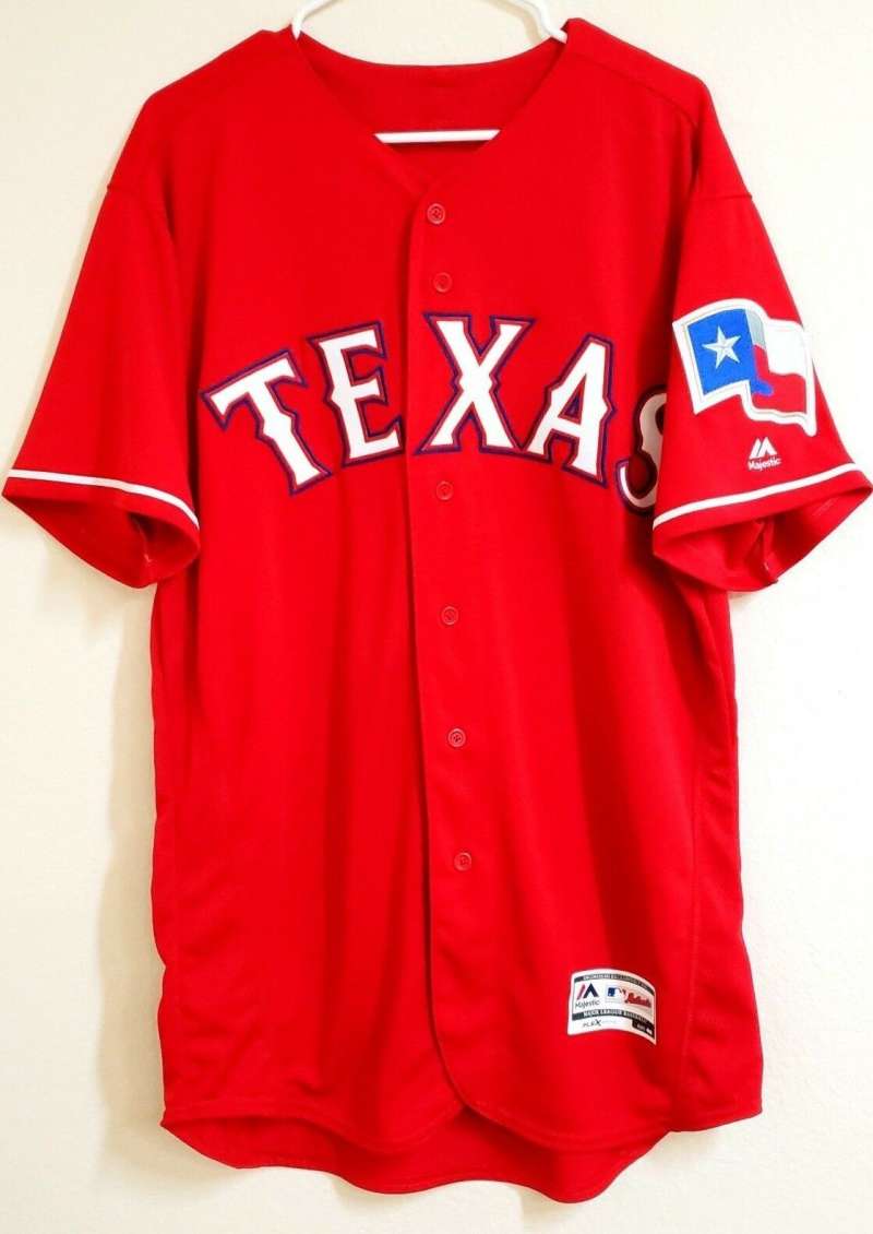 Authentic Cole Hamels Texas Rangers Game-Issue#35 Red Jersey Majestic Size 46 Image 1