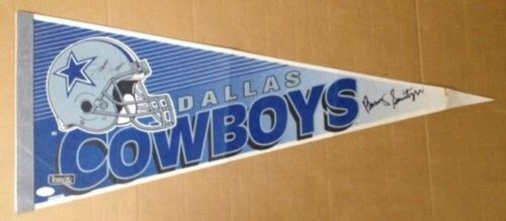 Dallas Cowboys Barry Switzer Jerry Jones Autograph Signature Pennant JSA Image 1