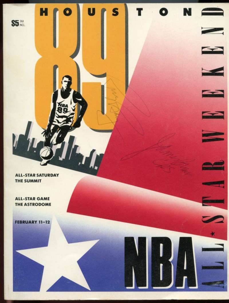 Rick Barry James Brown 88-89 NBA All Star Program Autograph Signature JSA Cert Image 1