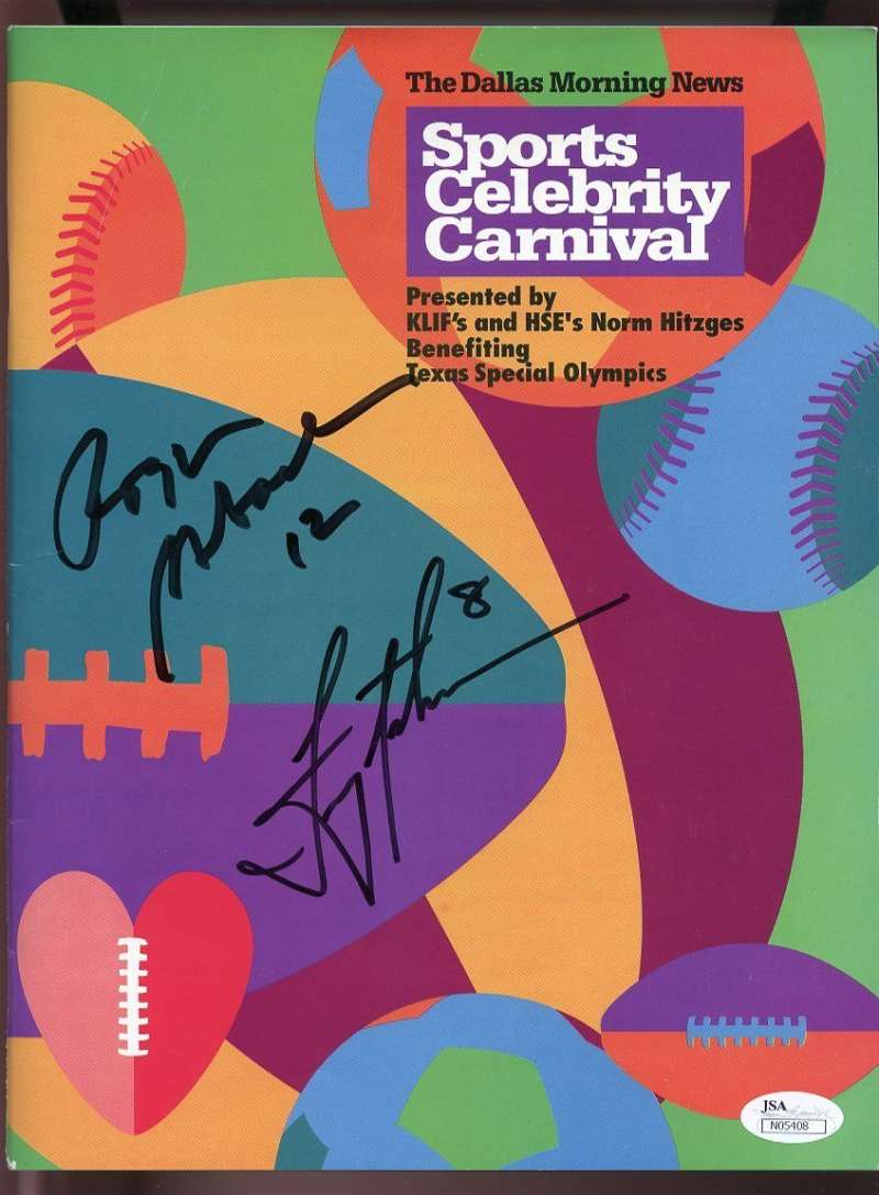 Roger Staubach Troy Aikman Cowboys Dual Autograph JSA Authentic Signature Image 1