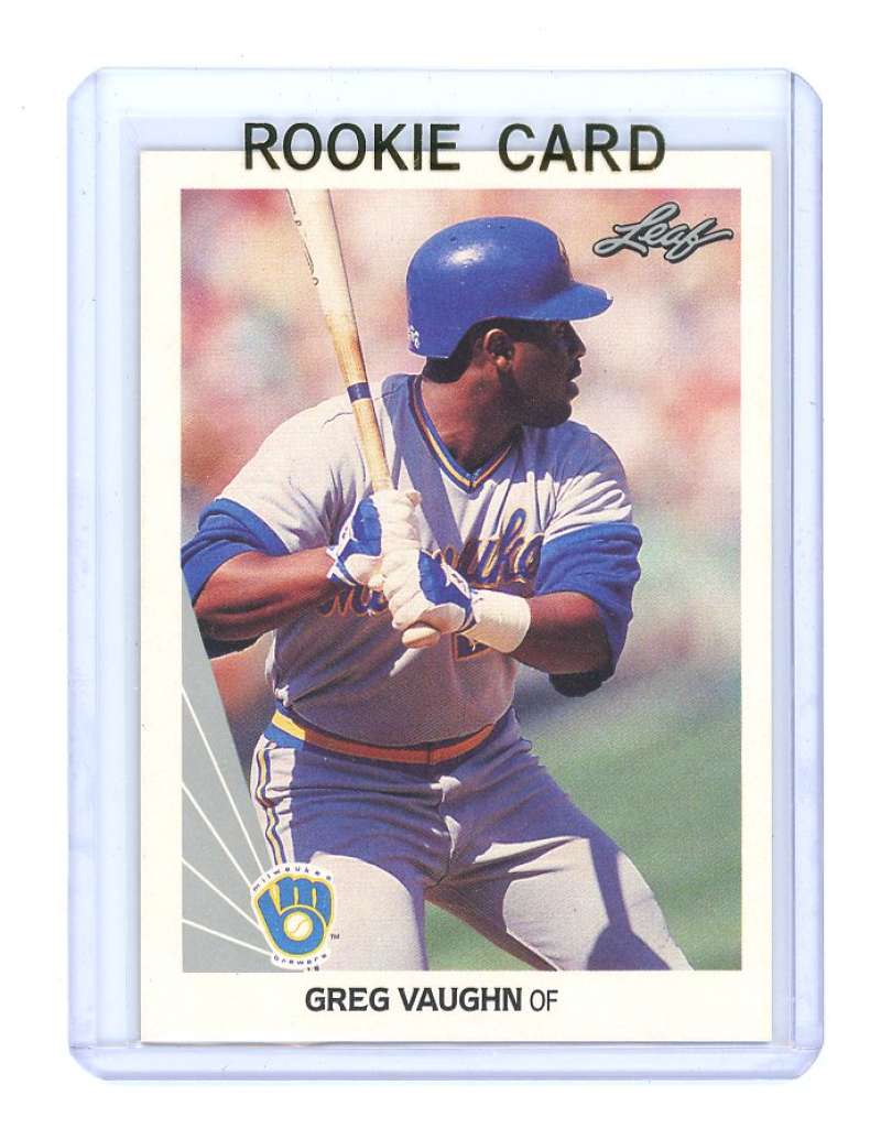 1990 Leaf #111 Greg Vaughn Milwaukee Brewers Rookie Card Image 1