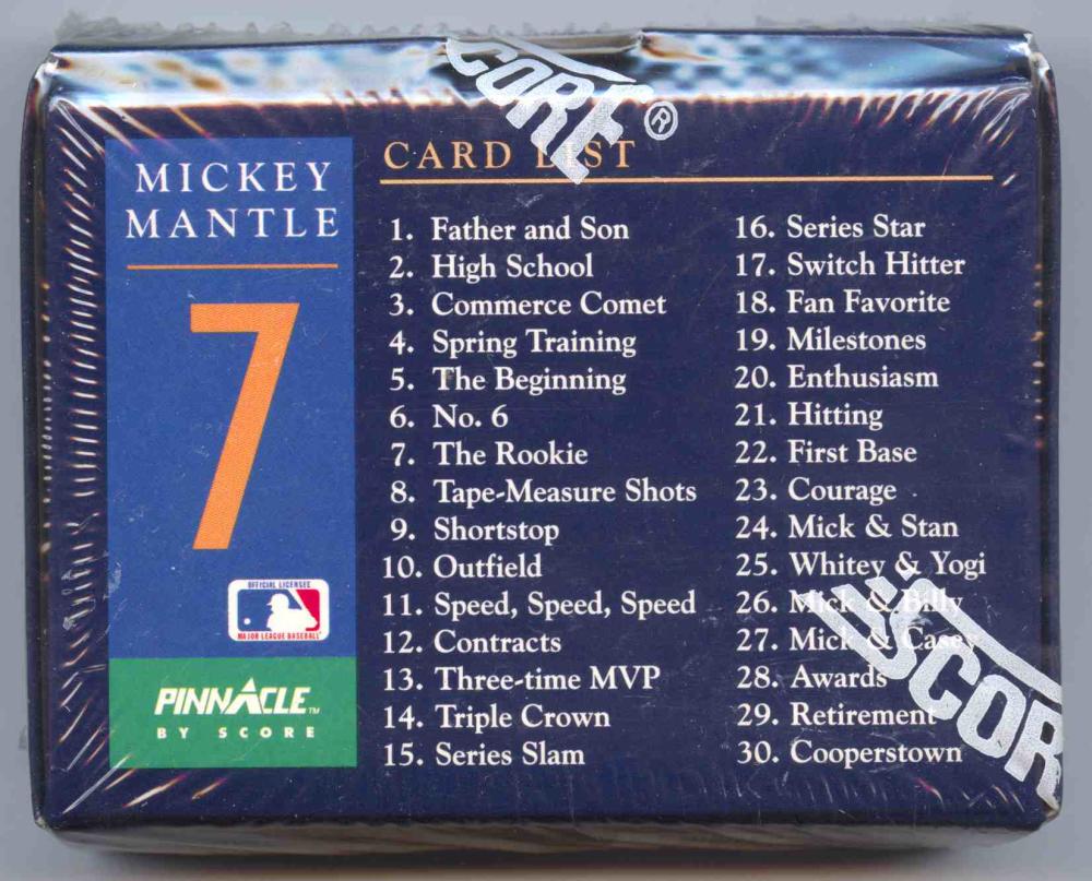 1992 Score Pinnacle Mickey 7 Mantle Baseball Set Image 2