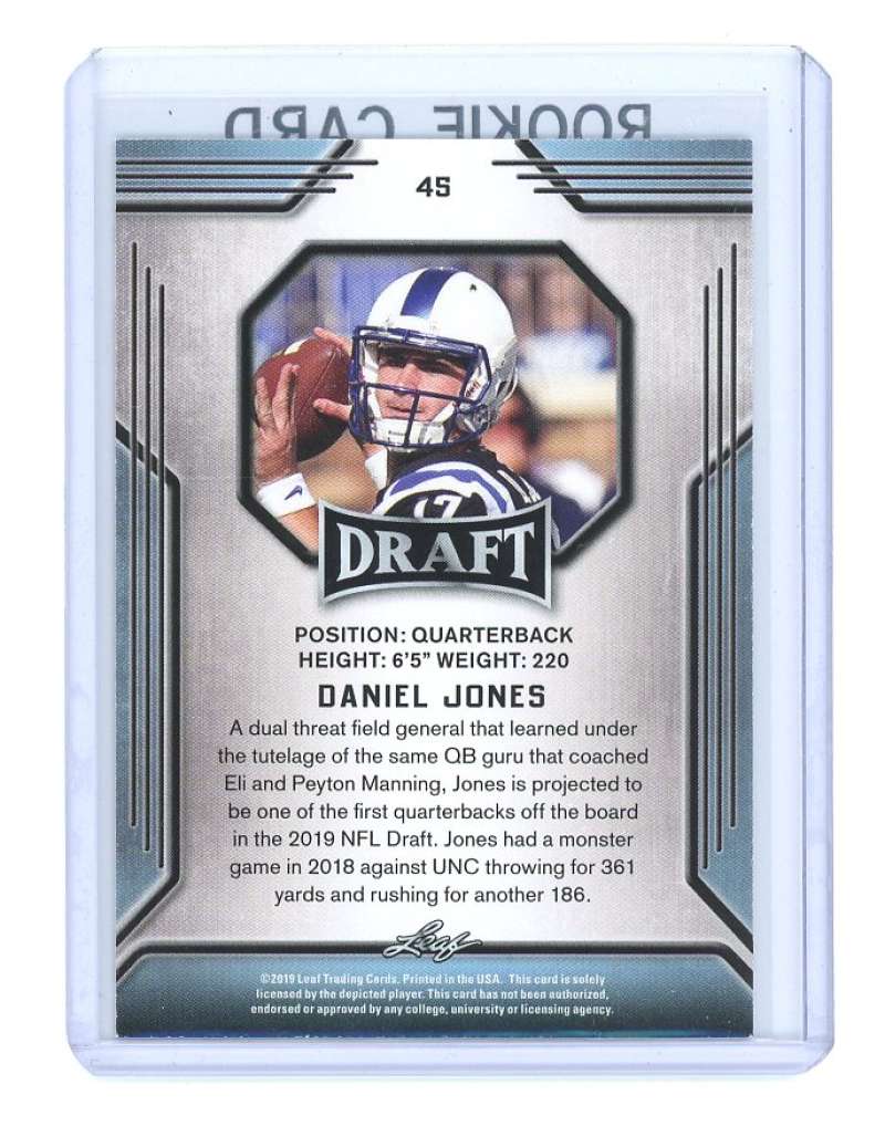 2019 Leaf Draft #45 Daniel Jones AA New York Giants Rookie Card Image 2
