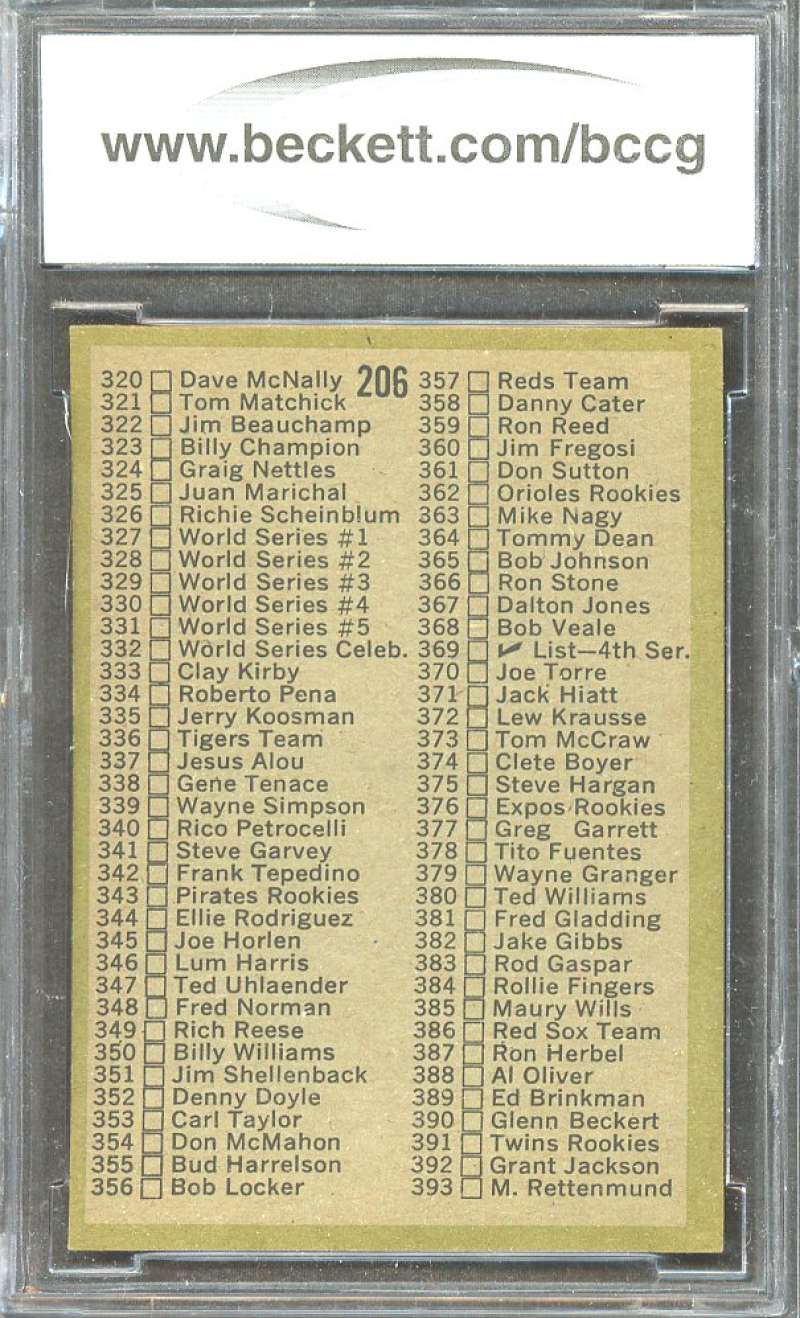 1971 topps #206 CHECKLIST 3 card (UNMARKED) (50-50 CENTERED) BGS BCCG 9 Image 2