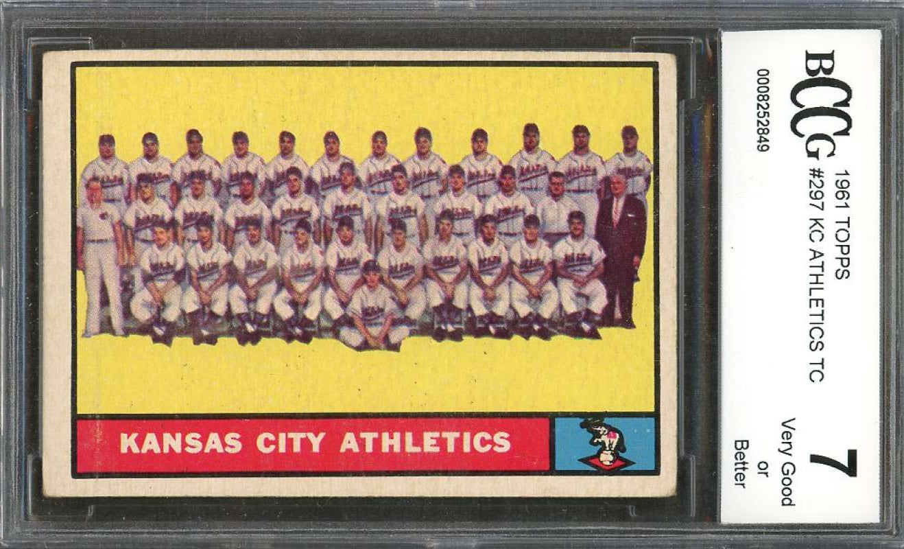 1961 topps #297 KANSAS CITY ATHLETICS TC team card BGS BCCG 7 Image 1