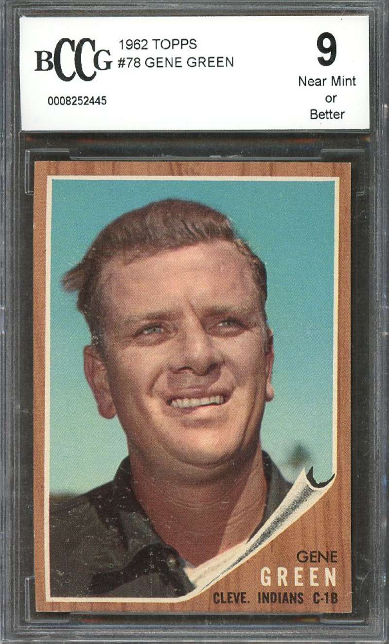 1962 topps #78 GENE GREEN cleveland indians BGS BCCG 9 Image 1