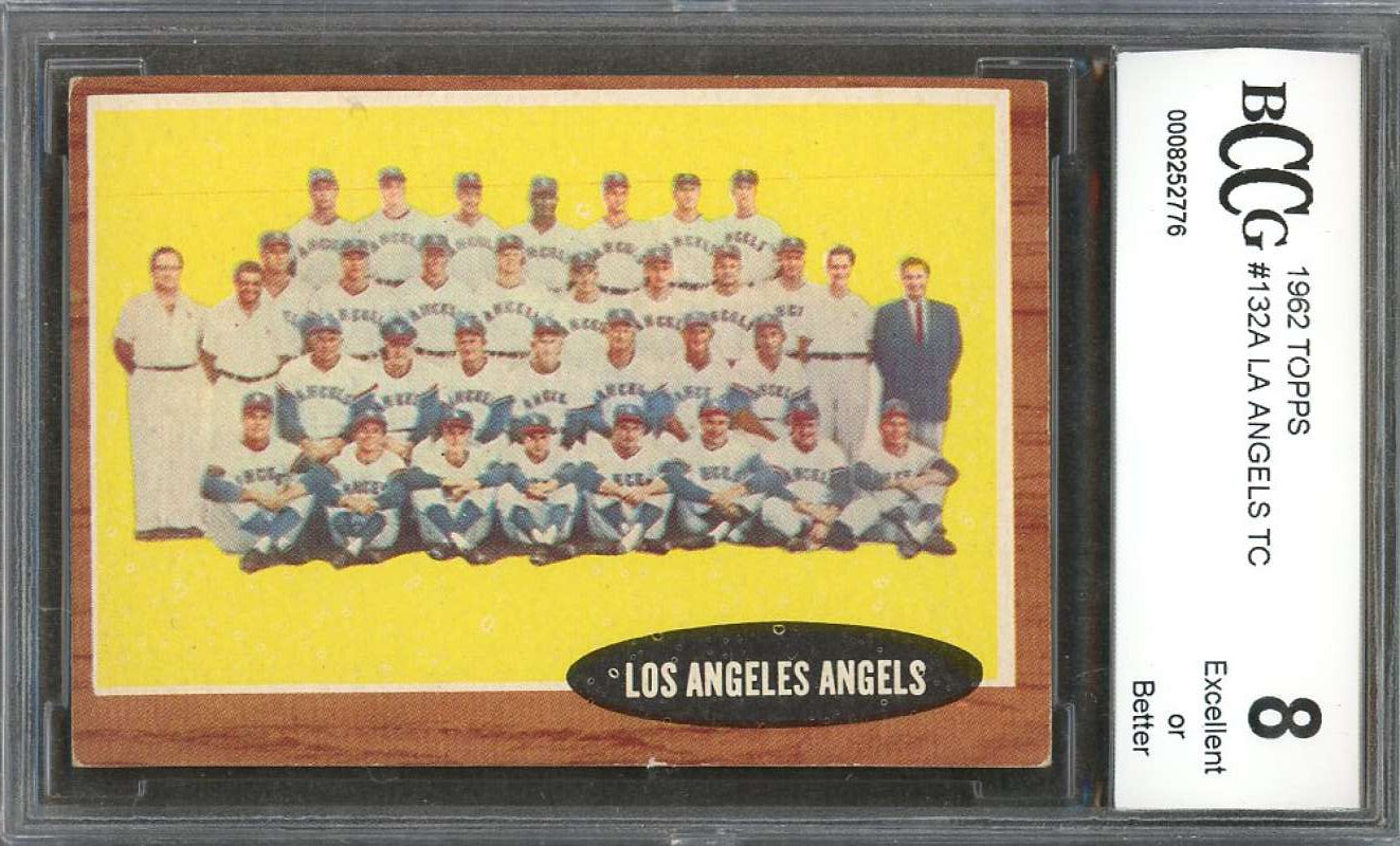 1962 topps #132a LOS ANGELES ANGELS team card BGS BCCG 8 Image 1