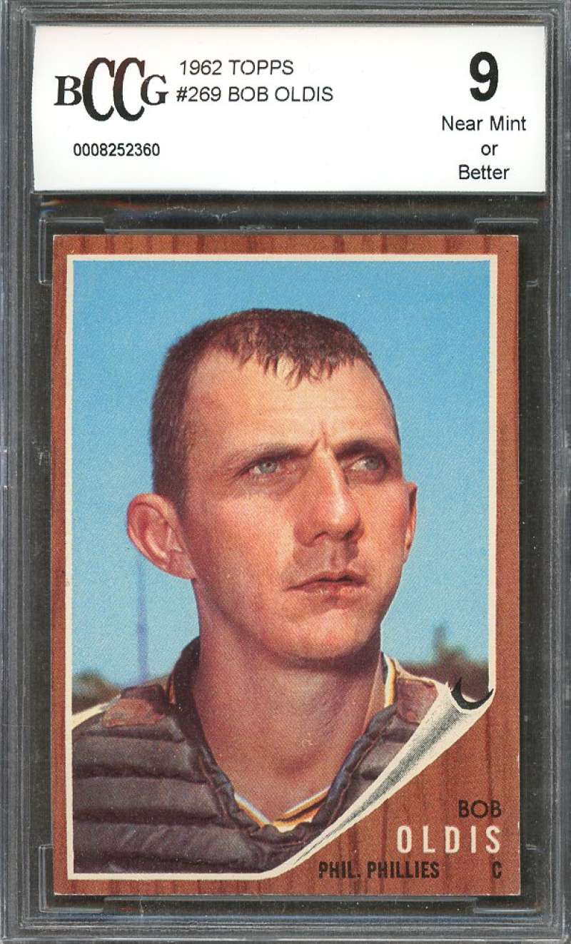 1962 topps #269 BOB OLDIS philadelphia phillies BGS BCCG 9 Image 1