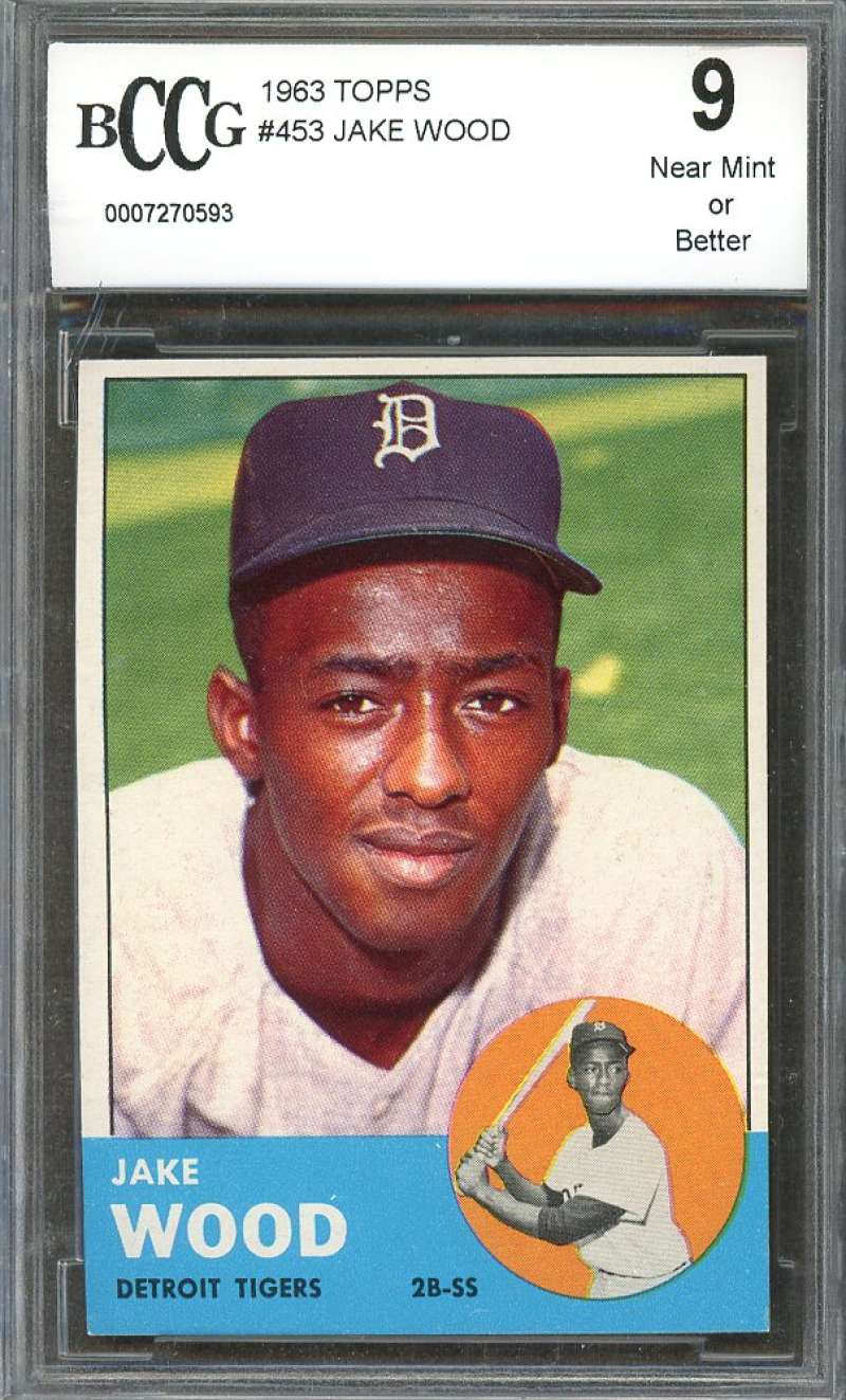 1963 topps #453 JAKE WOOD detroit tigers BGS BCCG 9 Image 1