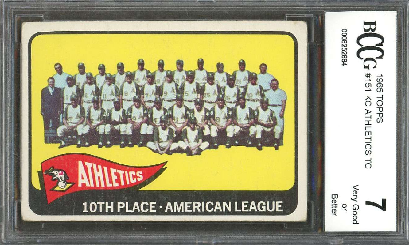 1965 topps #151 KANSAS CITY ATHLETICS TC team card BGS BCCG 7 Image 1