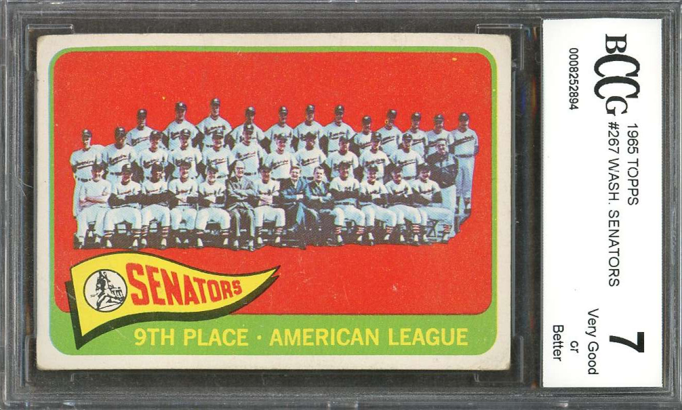 1965 topps #267 WASHINGTON SENATORS TC team card BGS BCCG 7 Image 1