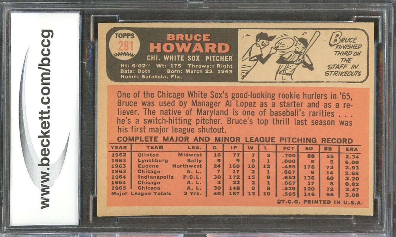 1966 topps #281 BRUCE HOWARD chicago white sox BGS BCCG 9 Image 2