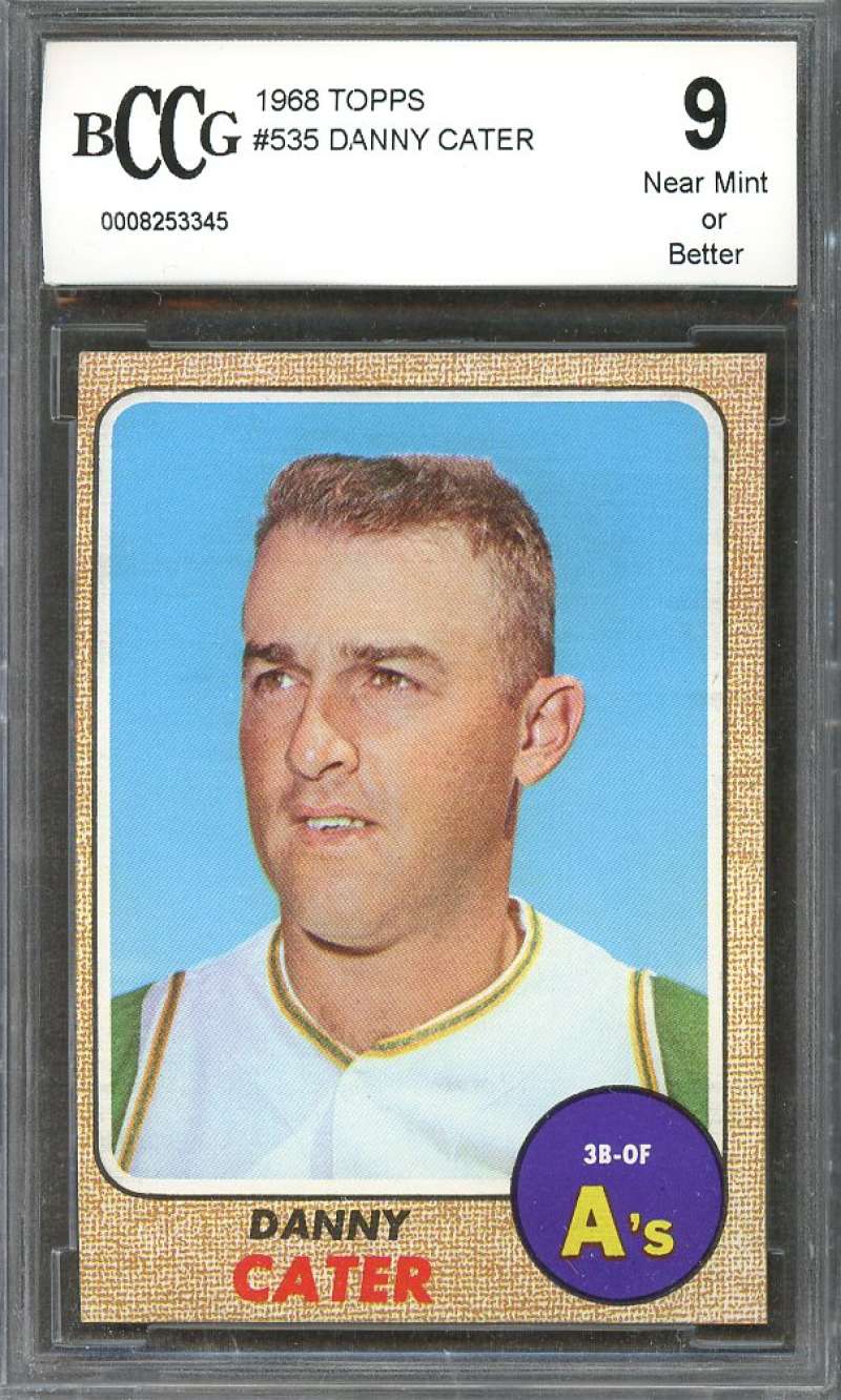 1968 topps #535 DANNY CATER kansas city athletics BGS BCCG 9 Image 1