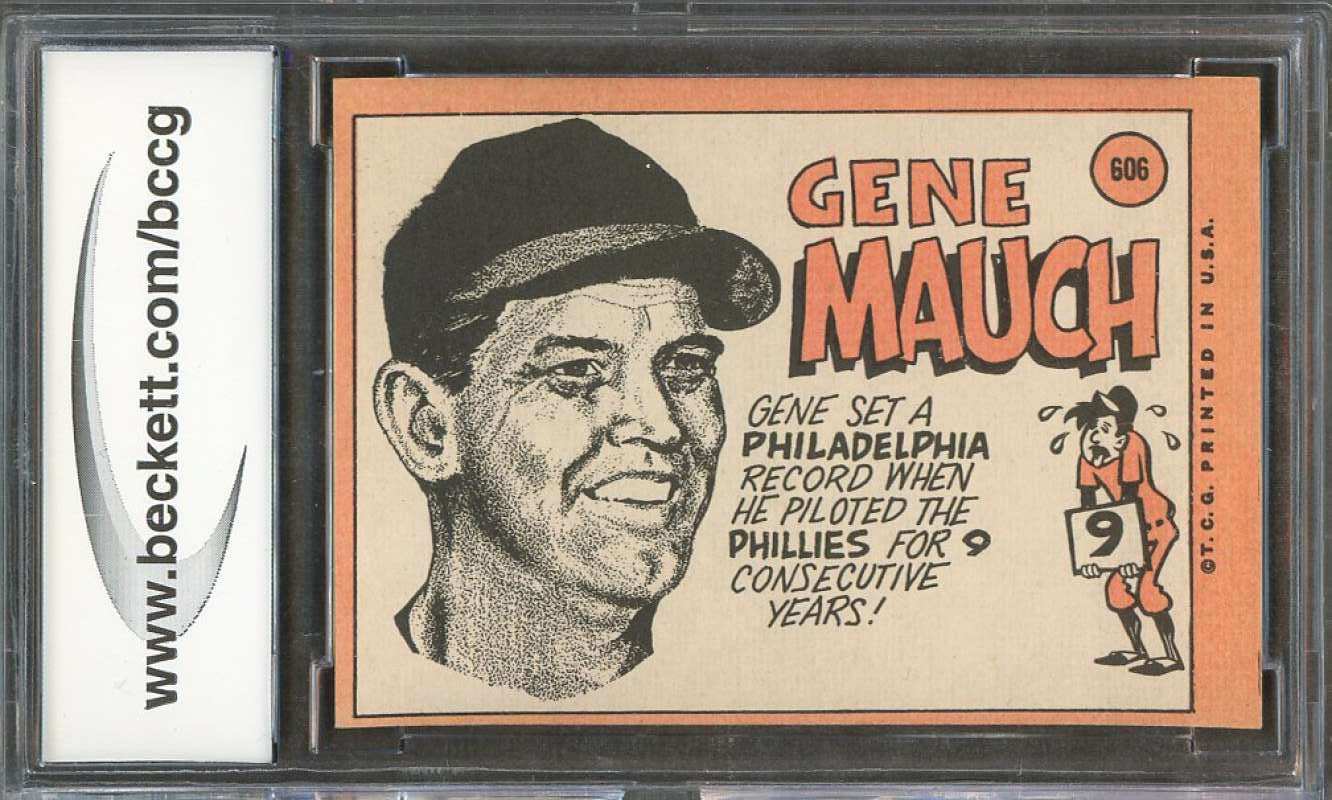 1969 topps #606 GENE MAUCH MG manager philadelphia phillies BGS BCCG 10 Image 2