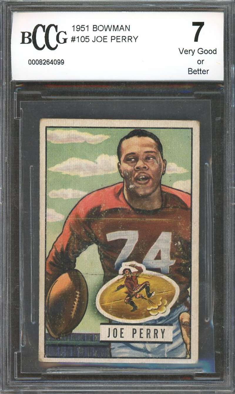 1951 bowman #105 JOE PERRY san francisco 49ers (VG or BETTER) BGS BCCG 7 Image 1