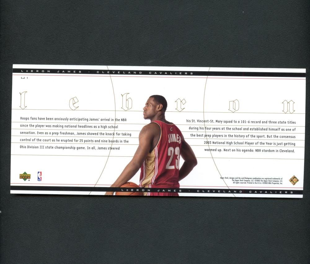 2003 Upper Deck #LJ1 LeBron James Cavaliers Jumbo Rookie Card 8" x 3 1/2 " Image 2