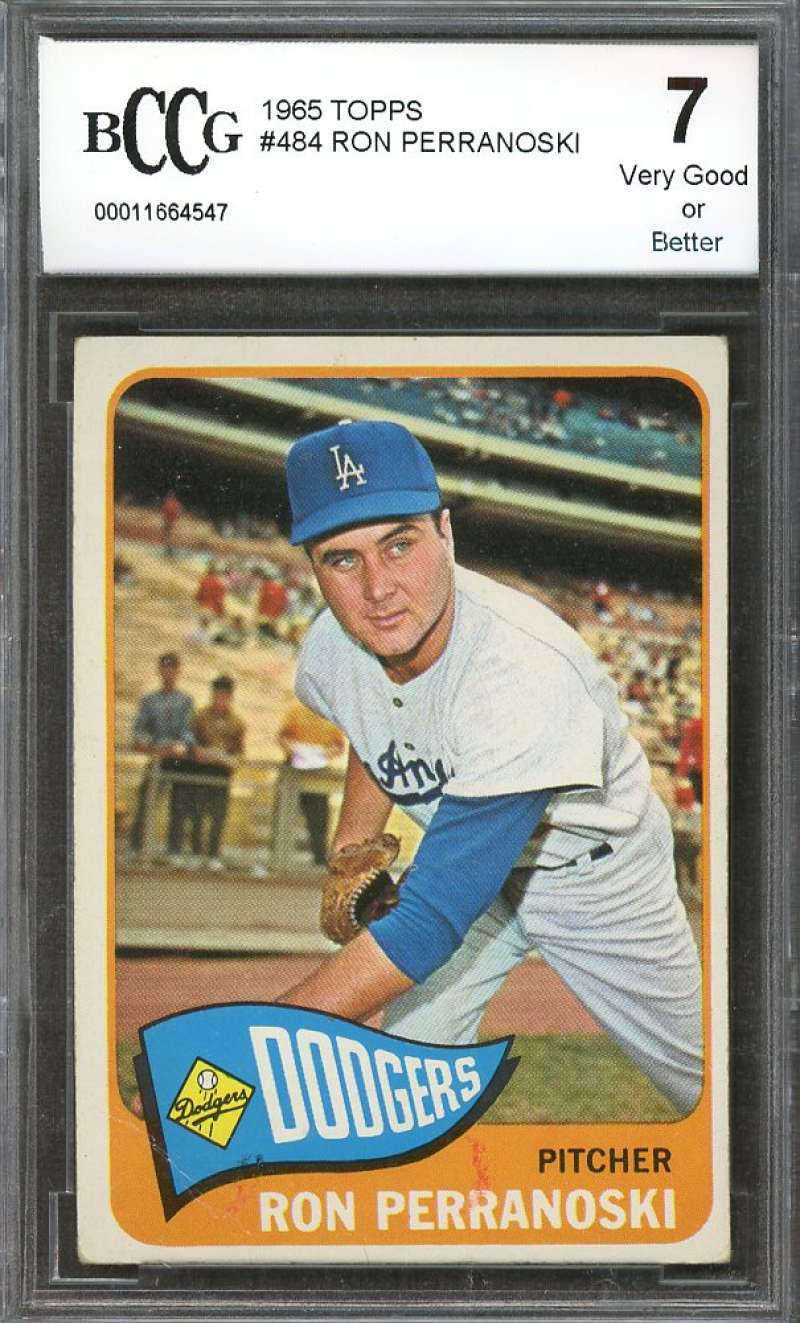 Ron Perranoski Card 1965 Topps #484 Los Angeles Dodgers BGS BCCG 7 Image 1