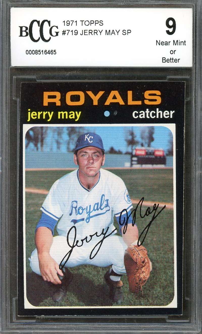 Jerry May Card 1971 Topps #719 Kansas City Royals BGS BCCG 9 Image 1