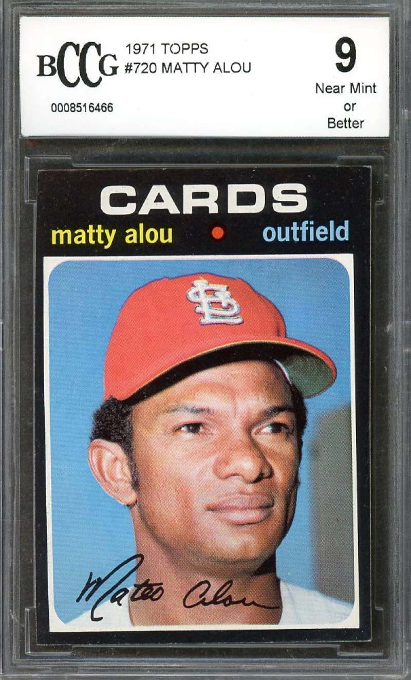 Matty Alou Card 1971 Topps #720 St Louis Cardinals BGS BCCG 9 Image 1