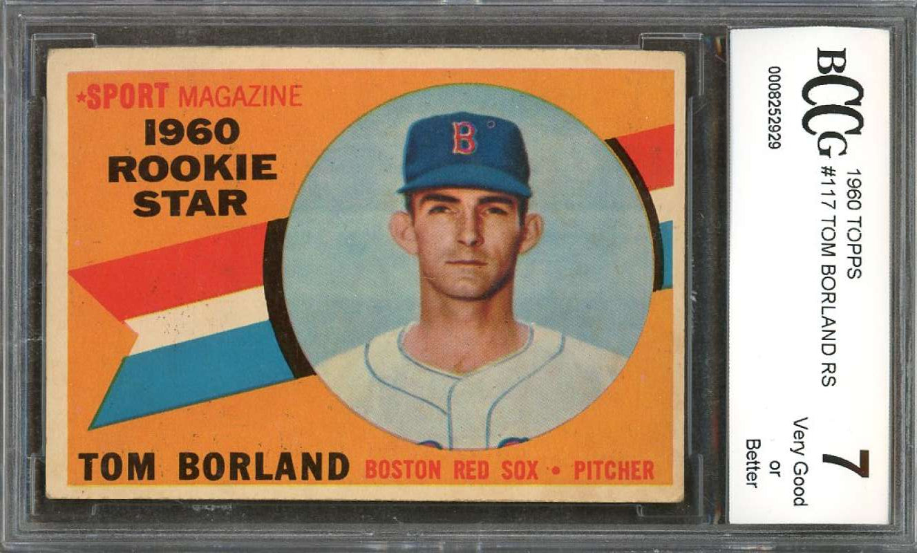 Tom Borland Rs Rookie Card 1960 Topps #117 Boston Red Sox BGS BCCG 7 Image 1