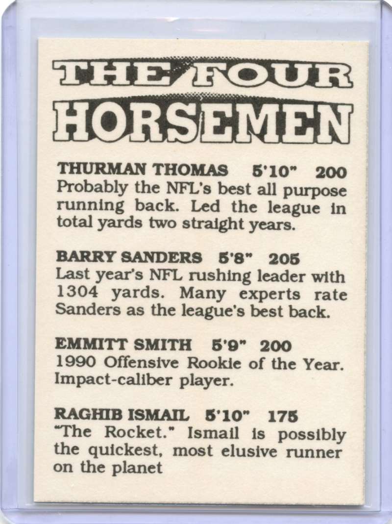 Thomas Sanders Ismail Smith Card 1990 The Four Horsemen Reprint #NNO Image 2