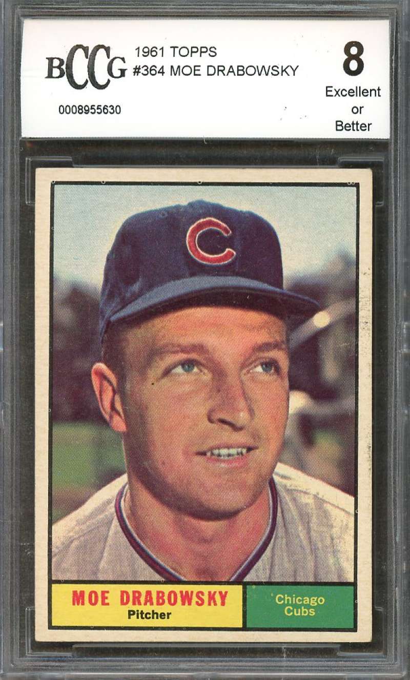 Moe Drabowsky Card 1961 Topps #364 Chicago Cubs BGS BCCG 8 Image 1