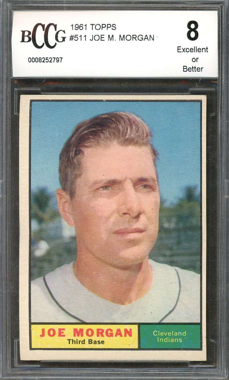 Joe M. Morgan Card 1961 Topps #511 Cleveland Indians BGS BCCG 8 Image 1