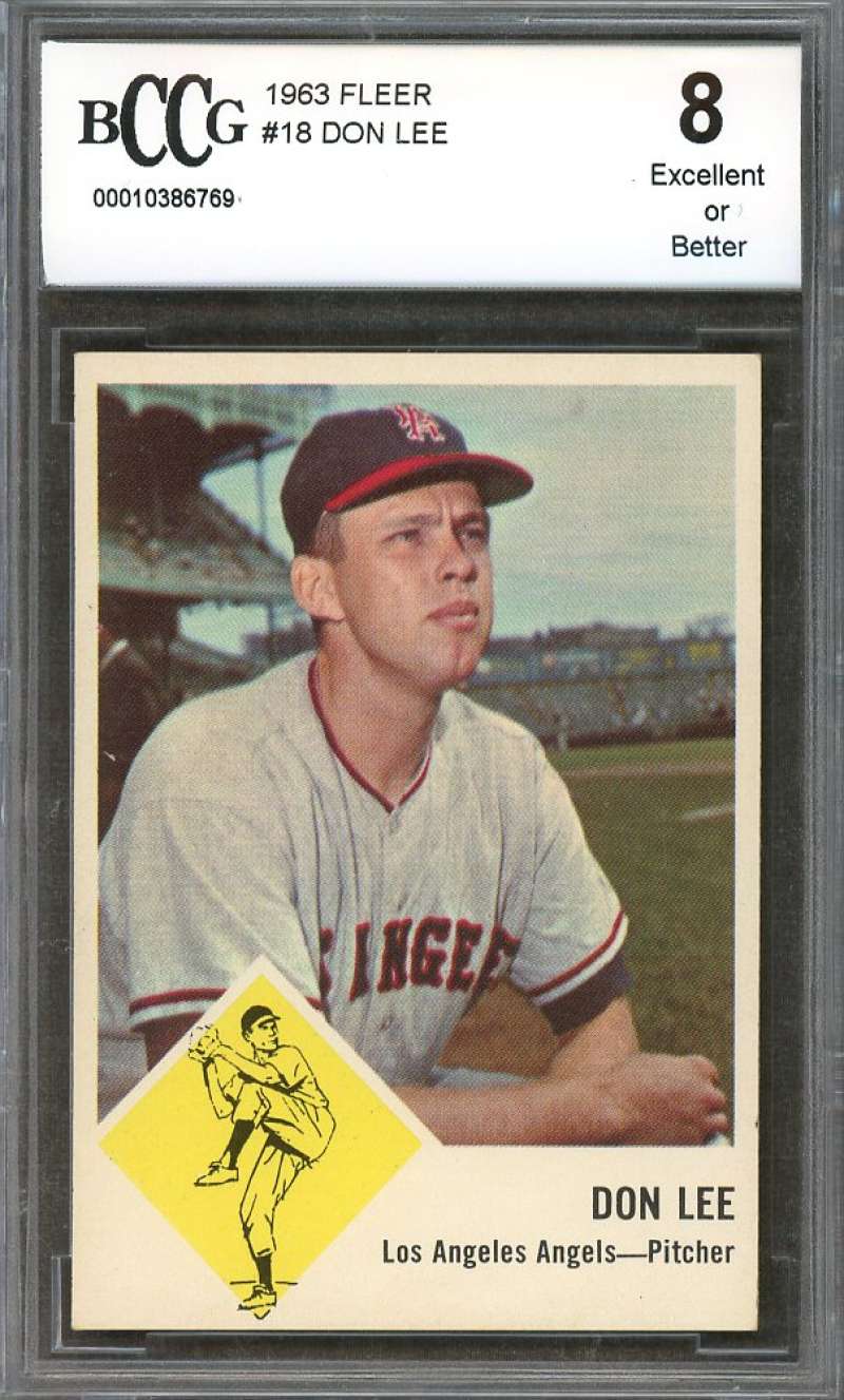 Don Lee Card 1963 Fleer #18 Los Angeles Angels BGS BCCG 8 Image 1