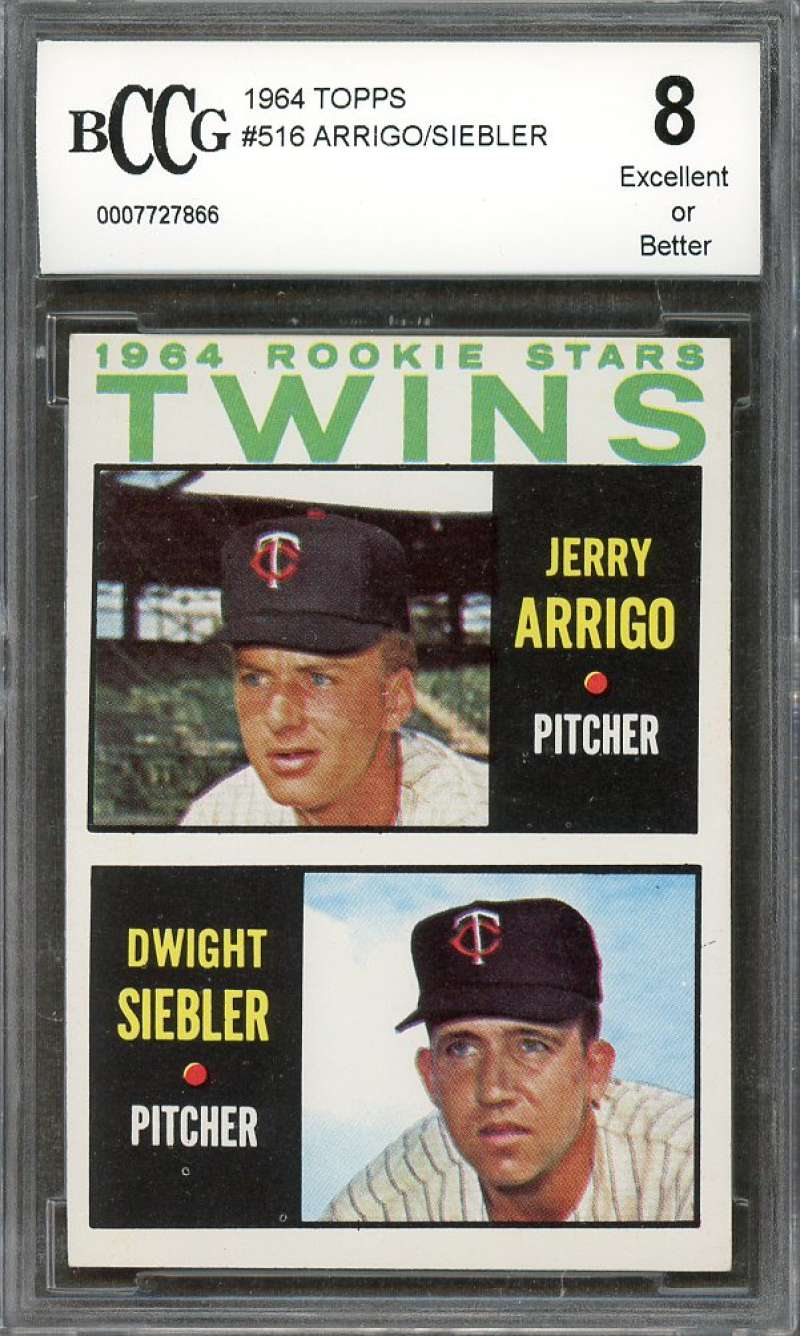 Jerry Arrigo / Dwight Siebler Rookie Card 1964 Topps #516 Twins BGS BCCG 8 Image 1