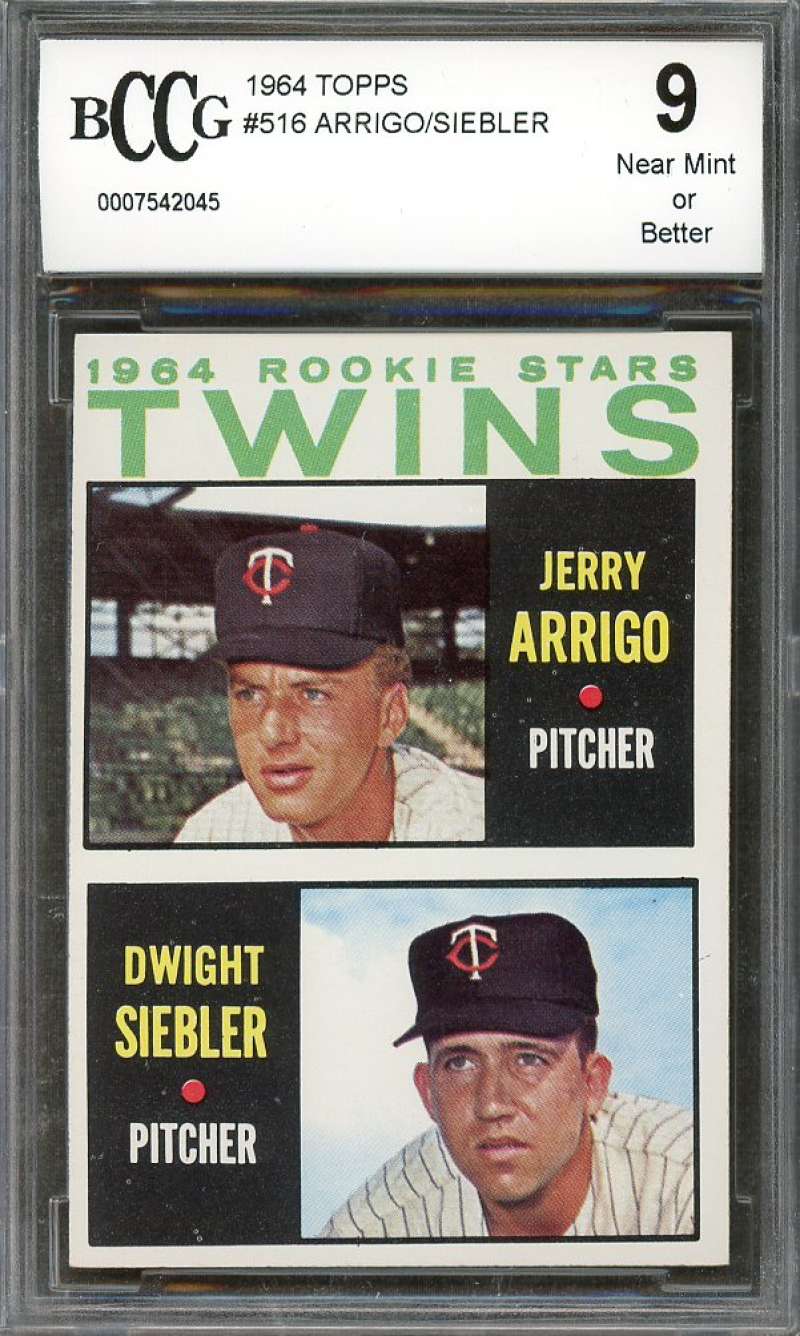 Jerry Arrigo / Dwight Siebler Rookie Card 1964 Topps #516 Twins BGS BCCG 9 Image 1