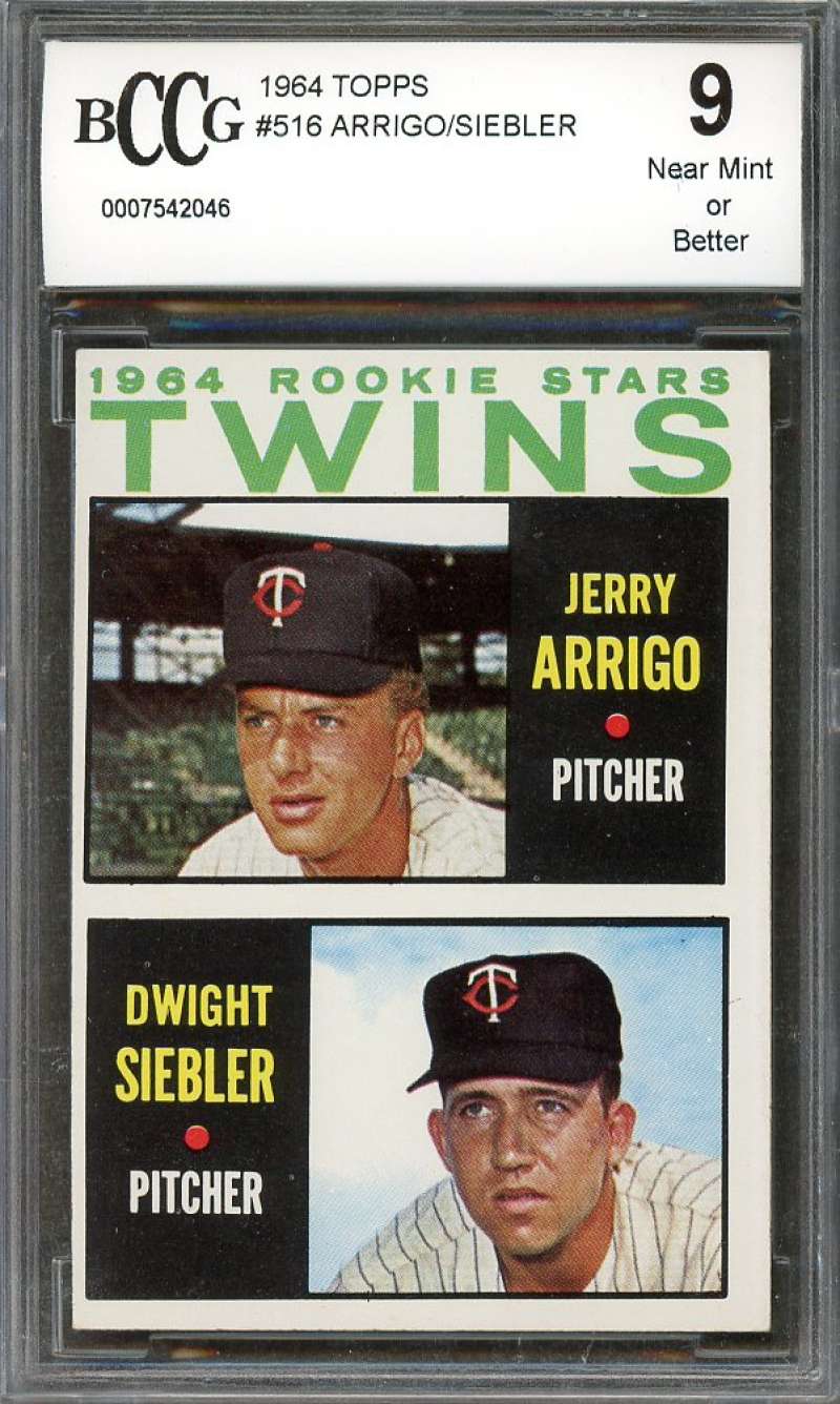 Jerry Arrigo / Dwight Siebler Rookie Card 1964 Topps #516 Twins BGS BCCG 9 Image 1