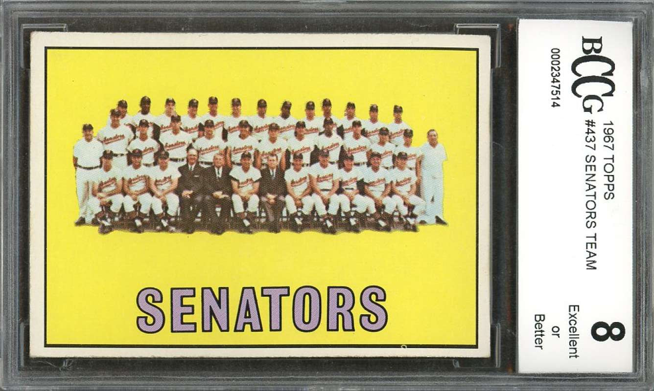 Washington Senators Tc Team Card 1967 Topps #437 BGS BCCG 8 Image 1