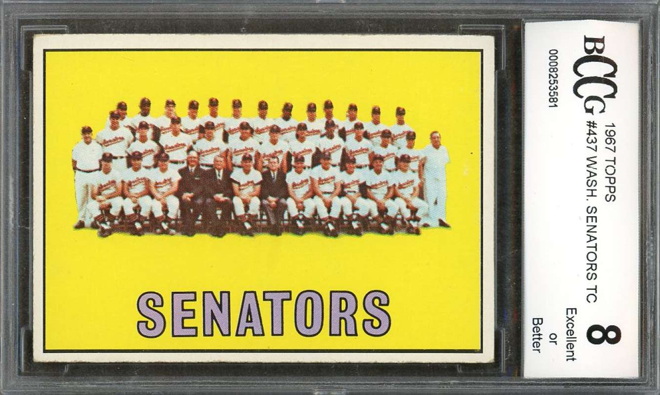 Washington Senators Tc Team Card 1967 Topps #437 BGS BCCG 8 Image 1