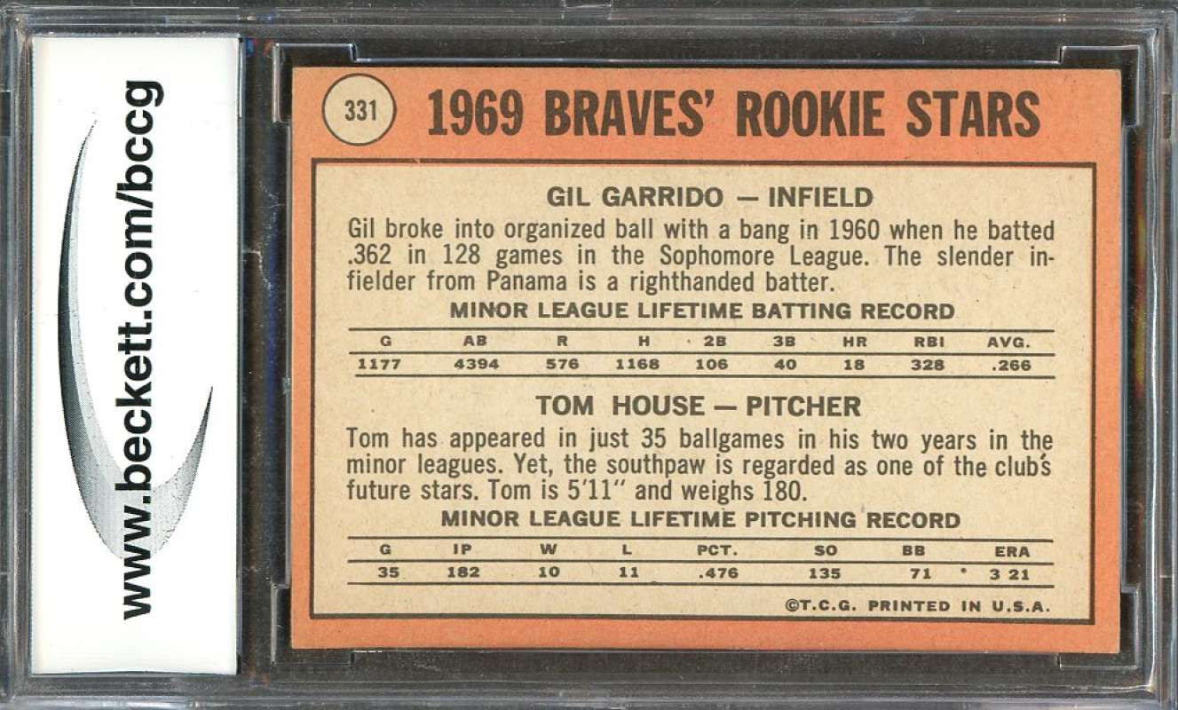 Gil Garrido / Tom House Rookie Card 1969 Topps #331 Atlanta Braves BGS BCCG 8 Image 2