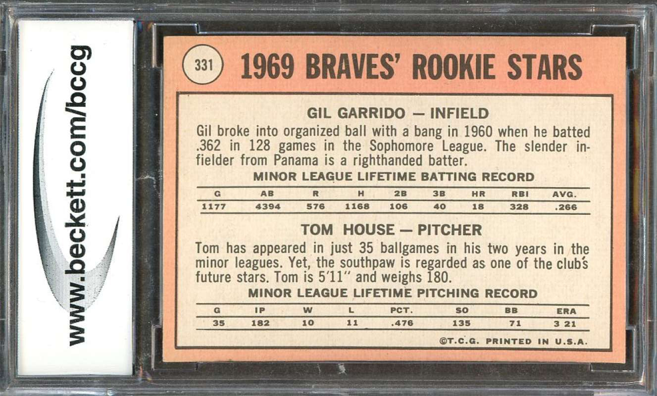 Gil Garrido / Tom House Rookie Card 1969 Topps #331 Atlanta Braves BGS BCCG 8 Image 2