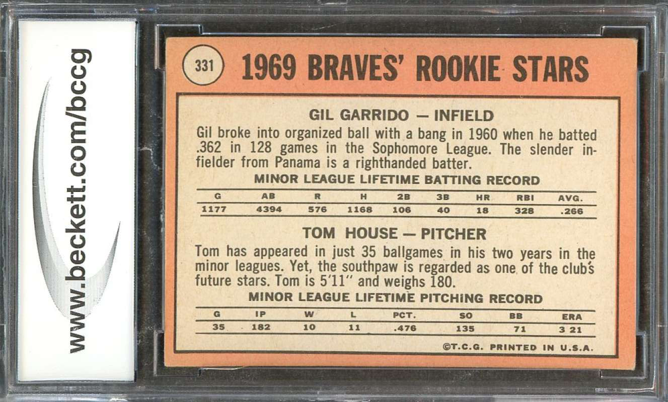 Gil Garrido / Tom House Rookie Card 1969 Topps #331 Atlanta Braves BGS BCCG 8 Image 2