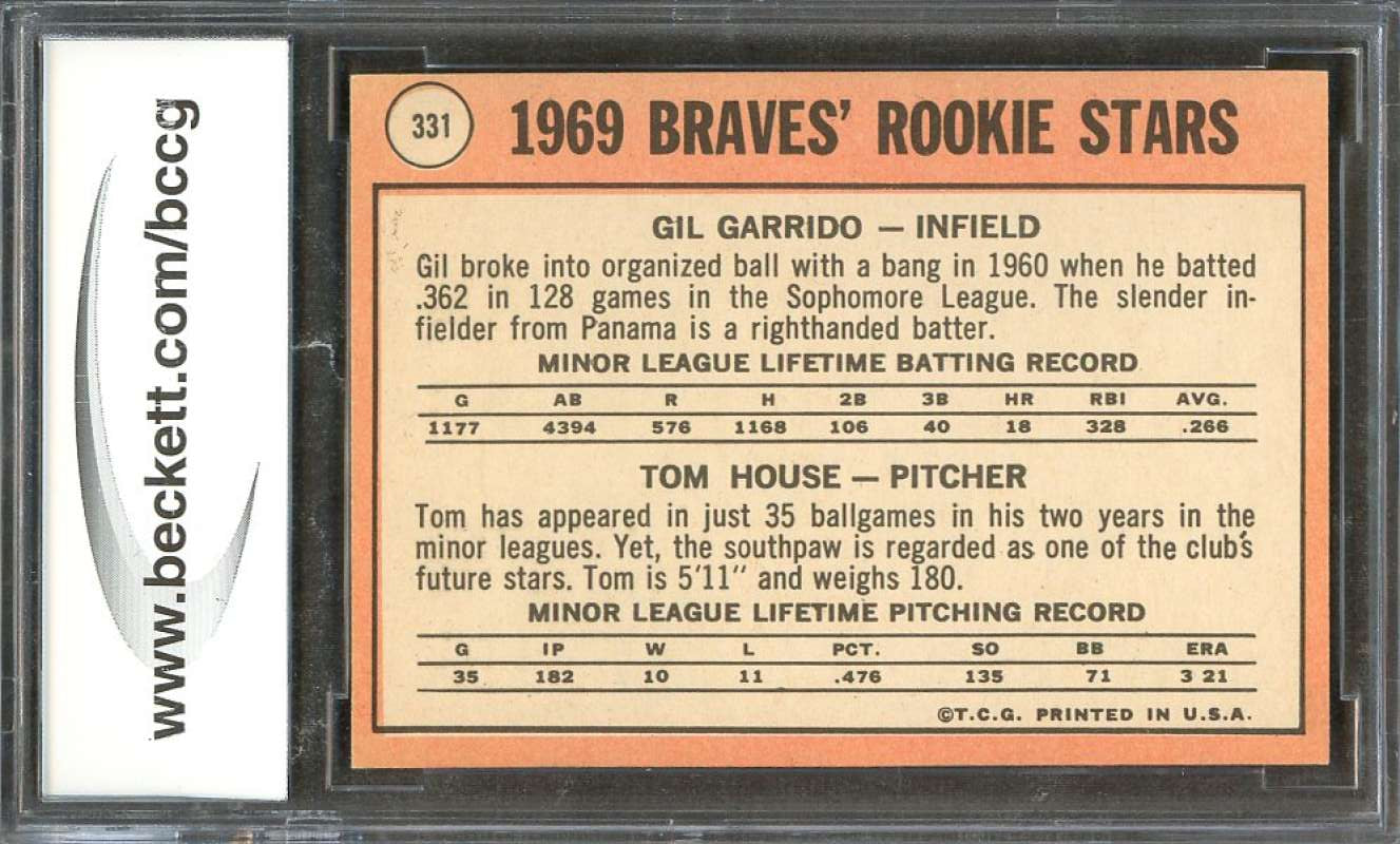 Gil Garrido / Tom House Rookie Card 1969 Topps #331 Atlanta Braves BGS BCCG 9 Image 2