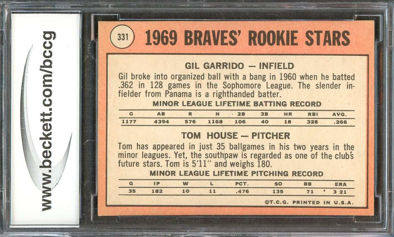 Gil Garrido / Tom House Rookie Card 1969 Topps #331 Atlanta Braves BGS BCCG 9 Image 2