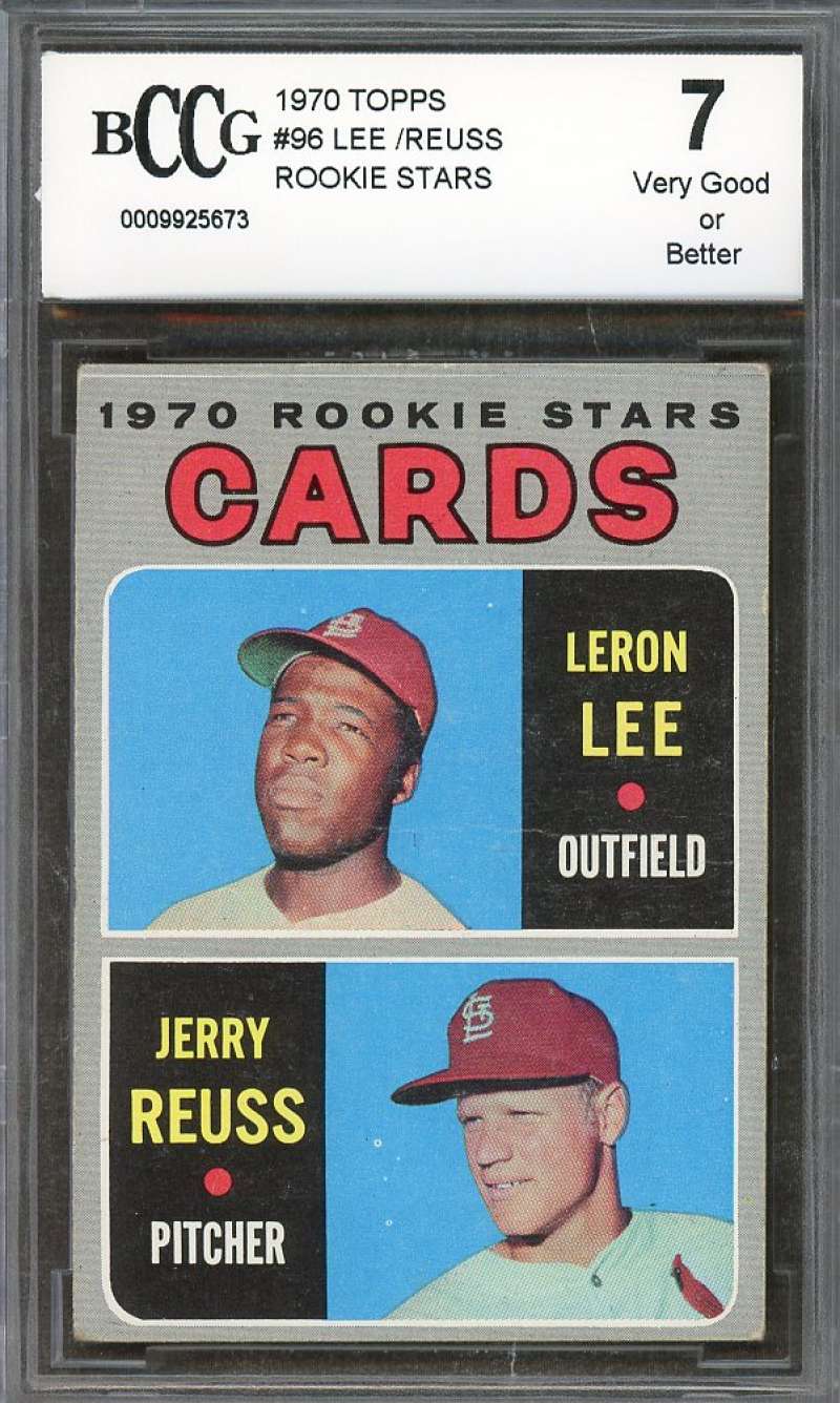 Leron Lee / Jerry Reuss Rookie Card 1970 Topps #96 St Louis Cardinals BGS BCCG 7 Image 1