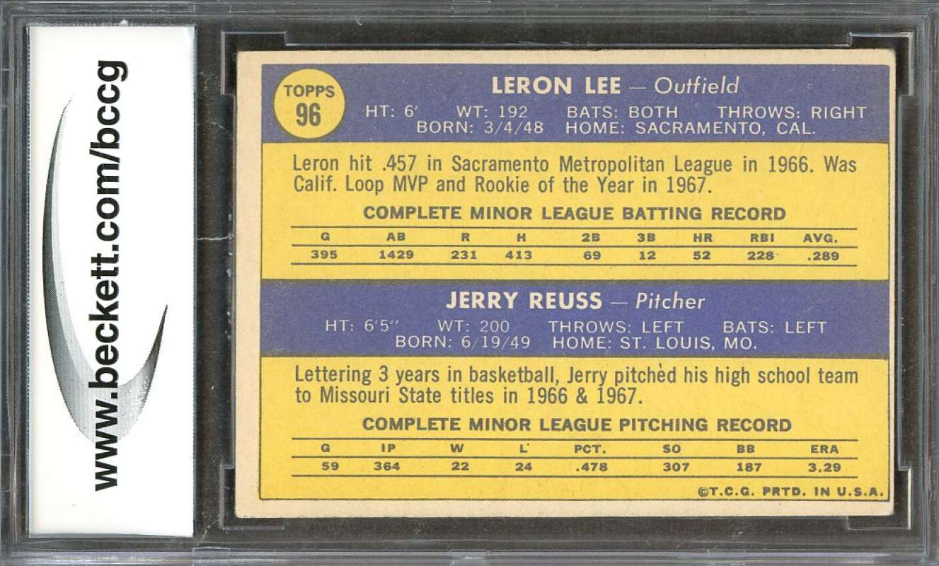 Leron Lee / Jerry Reuss Rookie Card 1970 Topps #96 St Louis Cardinals BGS BCCG 7 Image 2