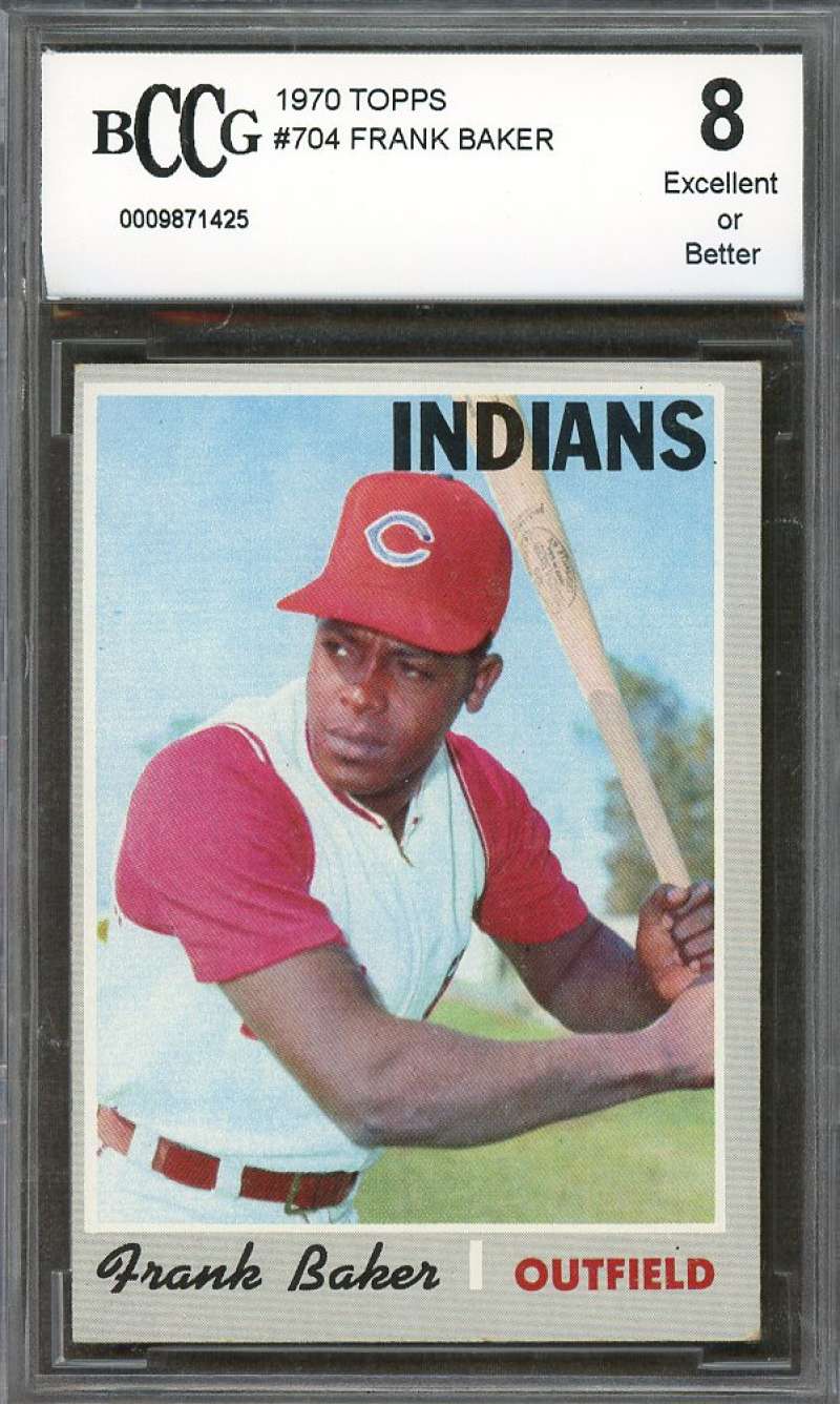 Frank Baker Rookie Card 1970 Topps #704 Cleveland Indians BGS BCCG 8 Image 1