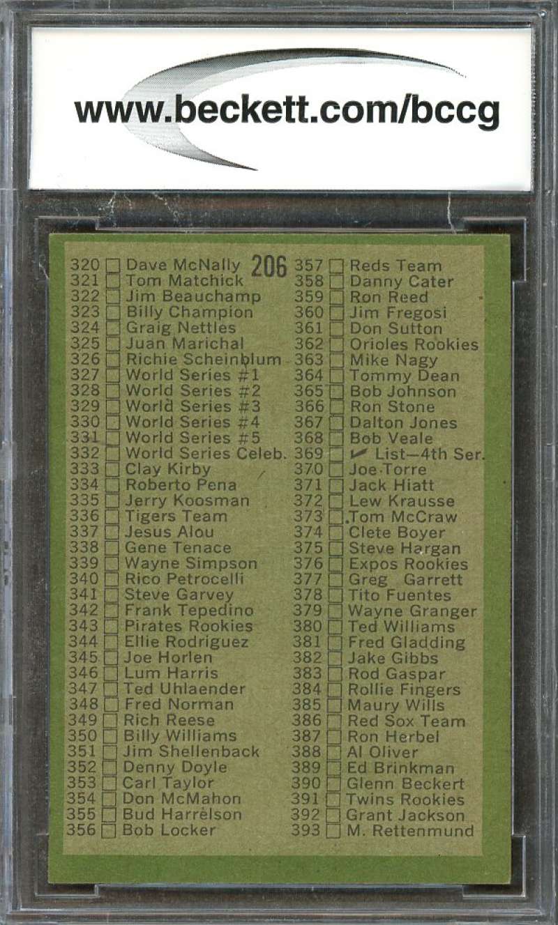 Checklist Card 1971 Topps #206 BGS BCCG 8 Image 2