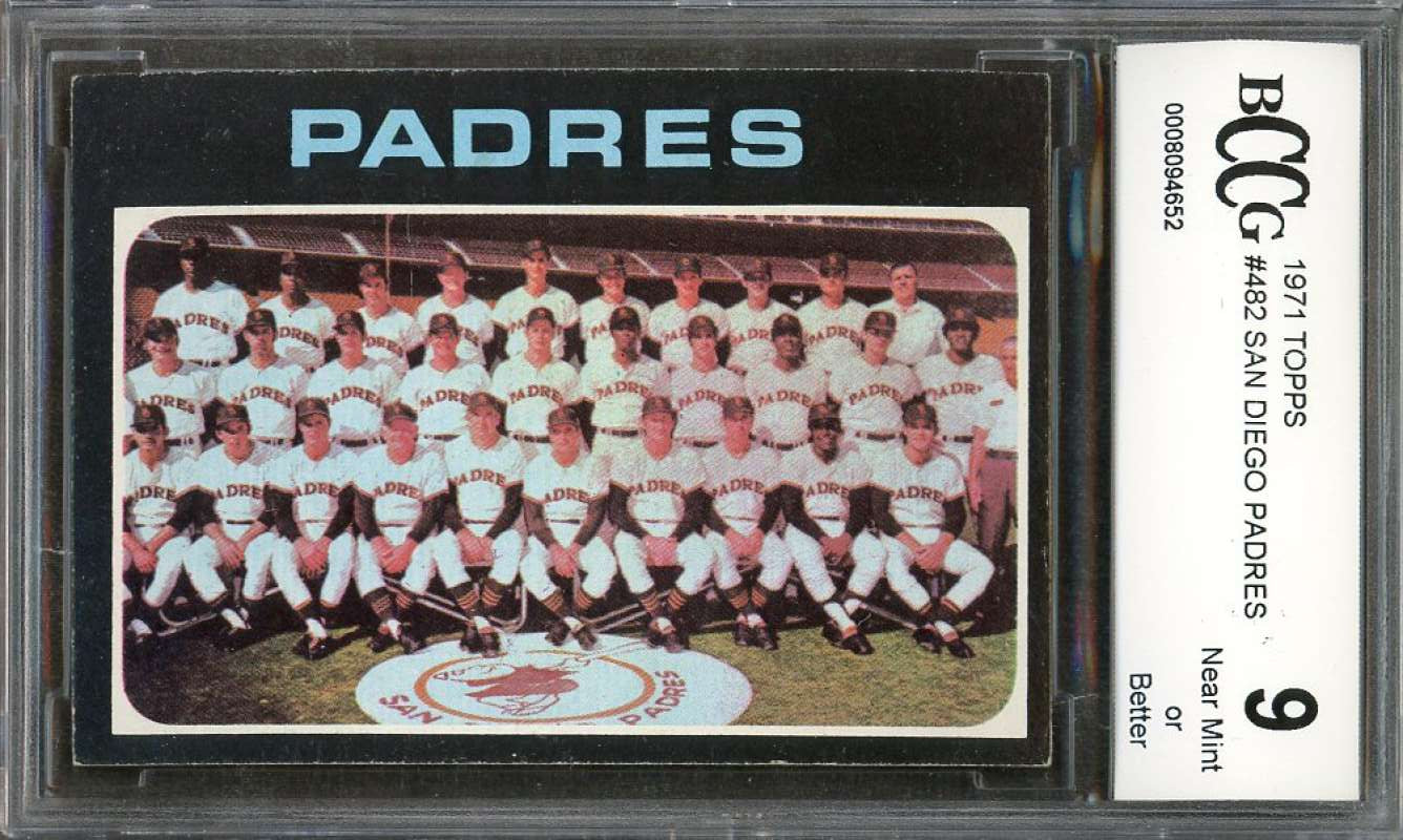 San Diego Padres Tc Team Card 1971 Topps #482 BGS BCCG 9 Image 1