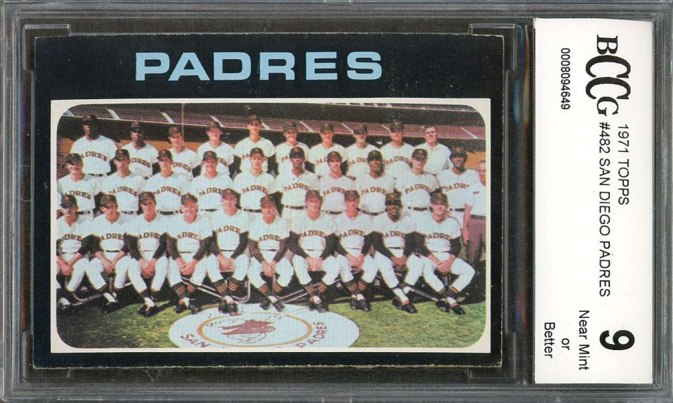 San Diego Padres Tc Team Card 1971 Topps #482 BGS BCCG 9 Image 1