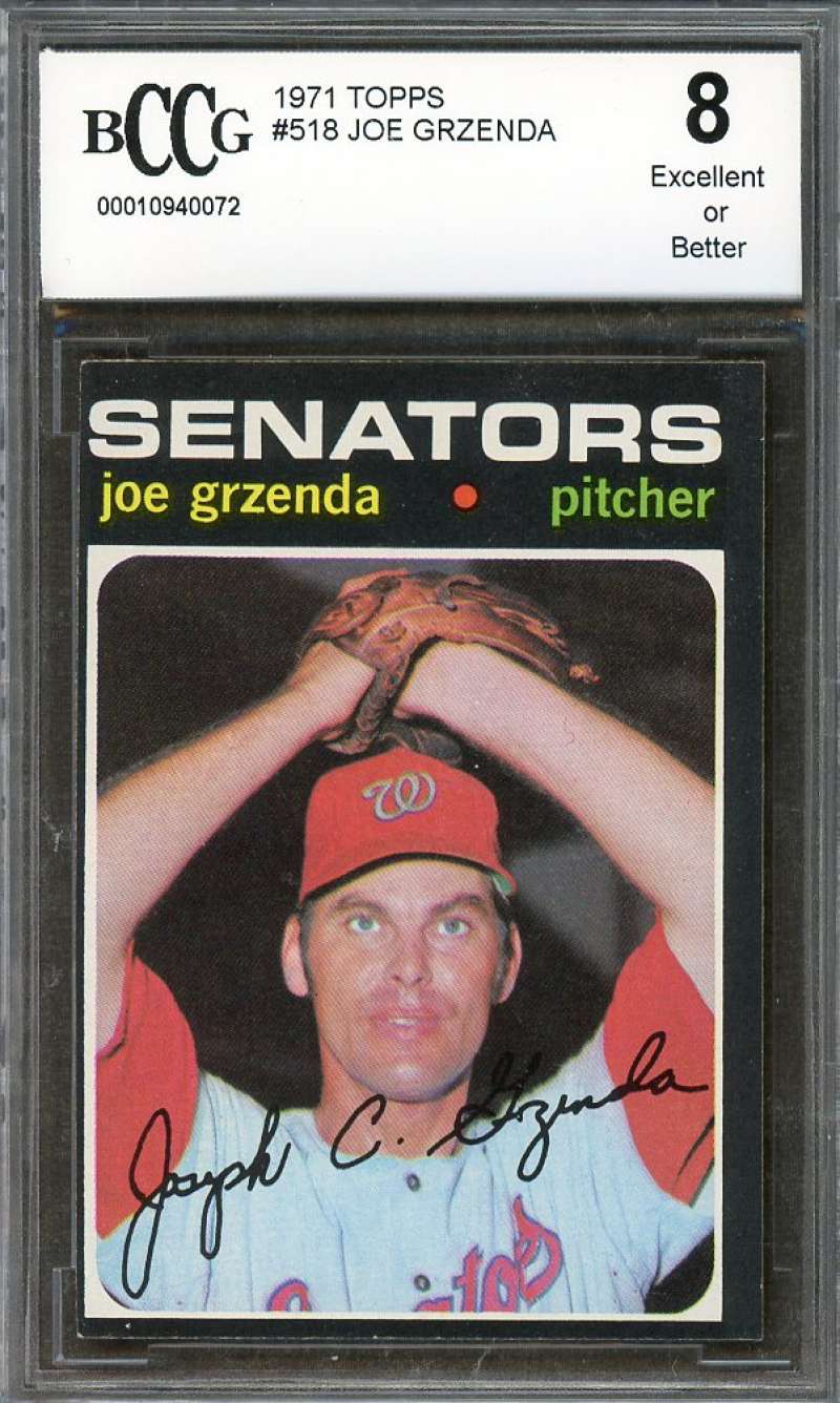 Joe Grzenda Card 1971 Topps #518 Washington Senators BGS BCCG 8 Image 1