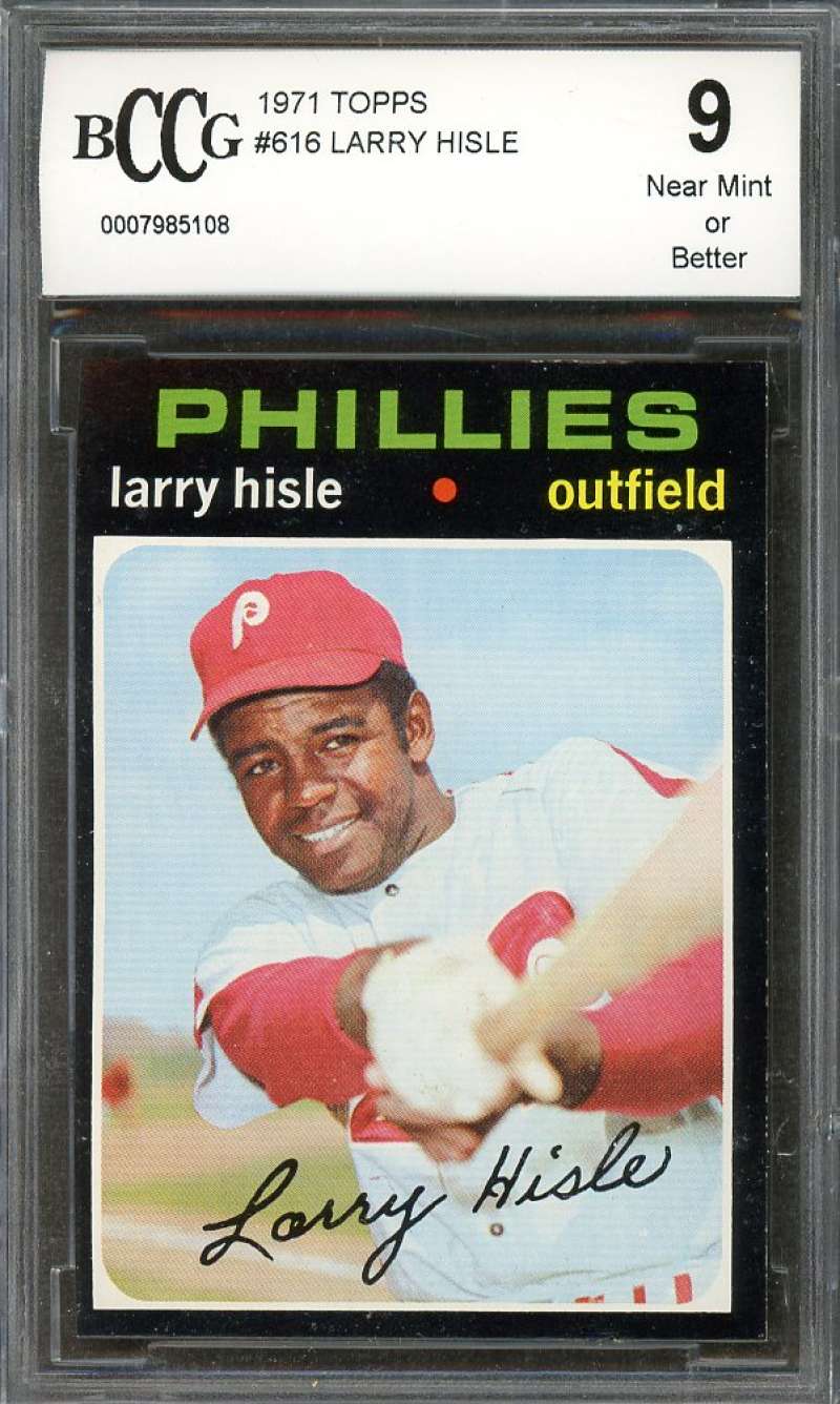 Larry Hisle Card 1971 Topps #616 Philadelphia Phillies BGS BCCG 9 Image 1