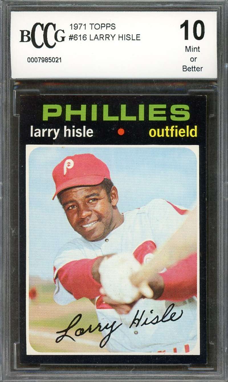 Larry Hisle Card 1971 Topps #616 Phillies (50-50 Centered) BGS BCCG 10 Image 1