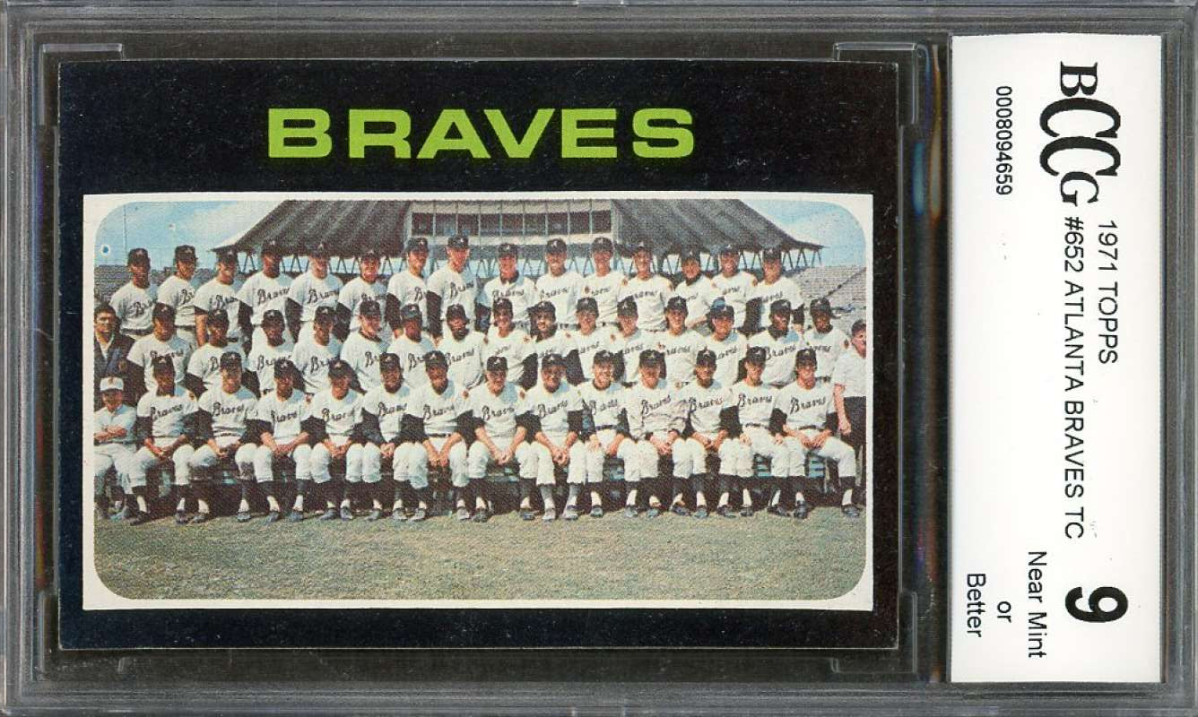 Atlanta Braves Tc Team Card 1971 Topps #652 (W/Hank Aaron) BGS BCCG 9 Image 1