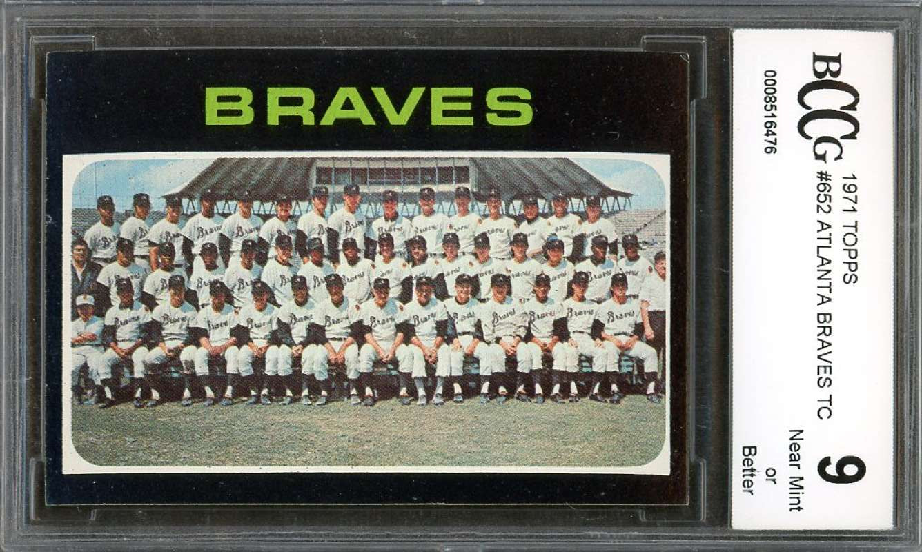 Atlanta Braves Tc Team Card 1971 Topps #652 (W/Hank Aaron) BGS BCCG 9 Image 1