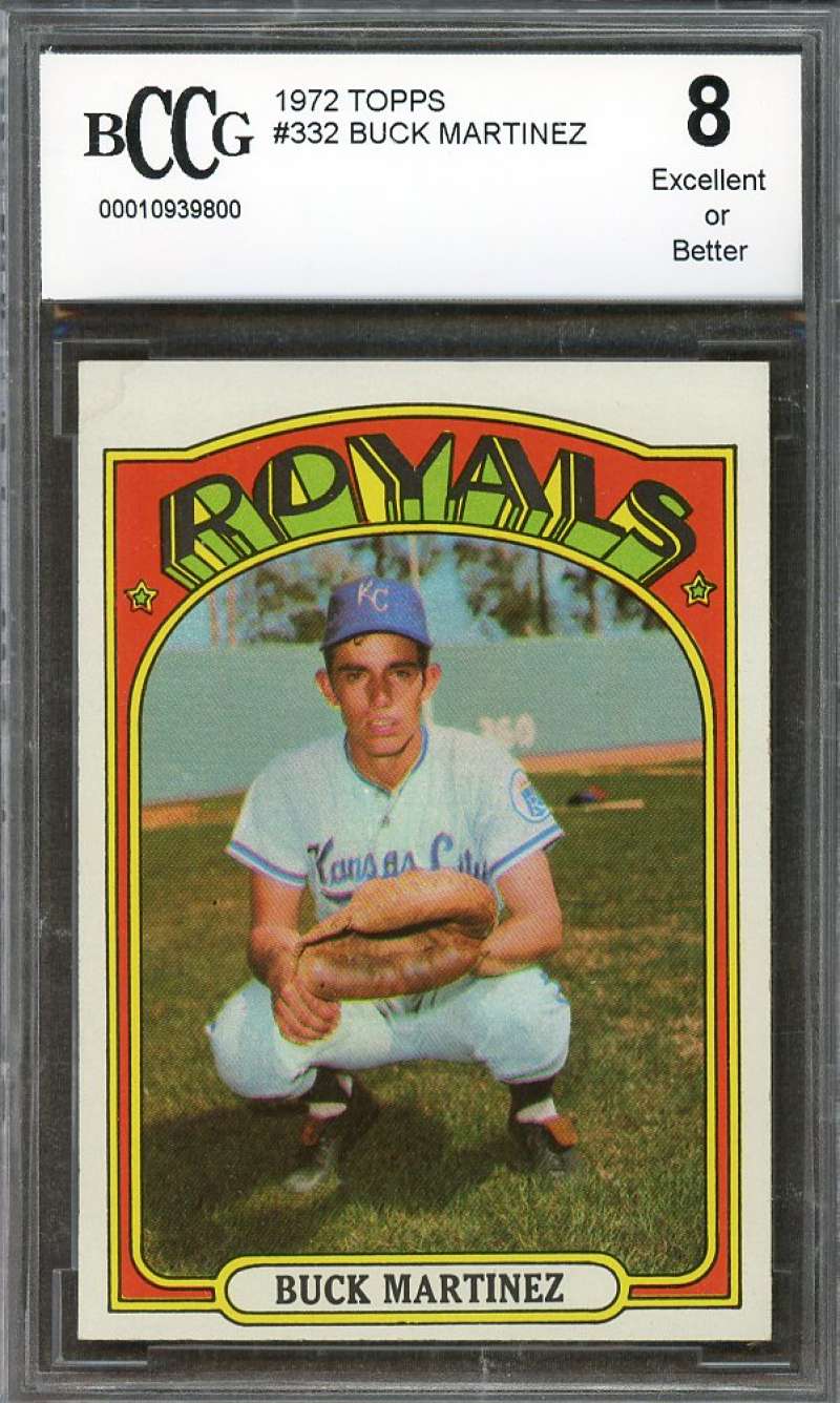 Buck Martinez Card 1972 Topps #332 Kansas City Royals BGS BCCG 8 Image 1